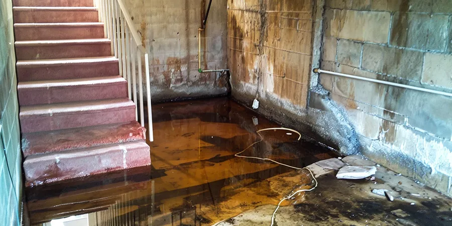 photo of basement after flood need a sump pump