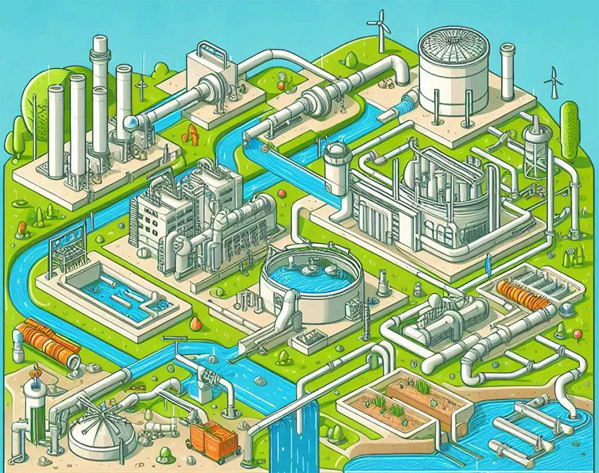 illustration of a wastewater system